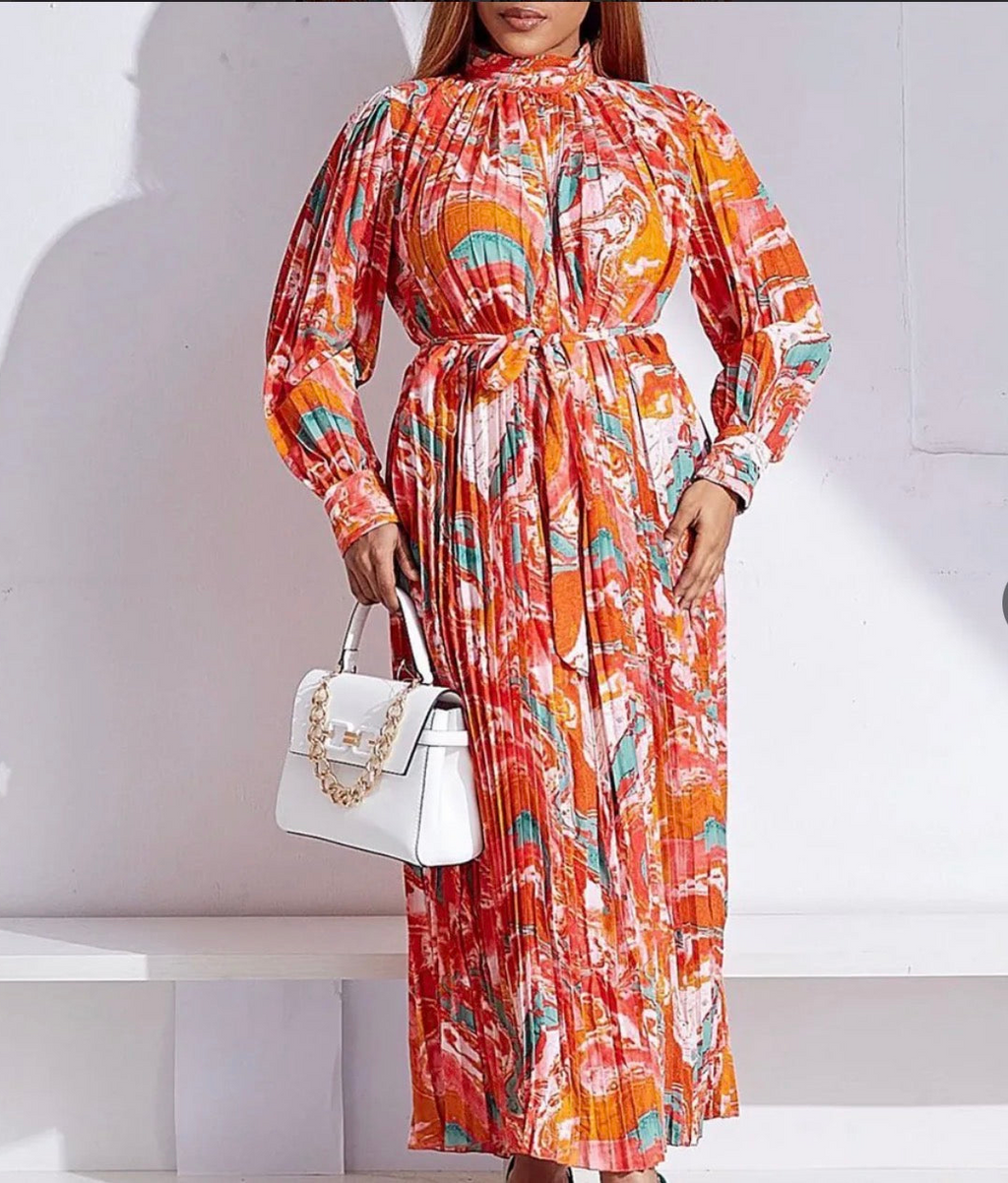 Sunset Grace Pleated Maxi Dress