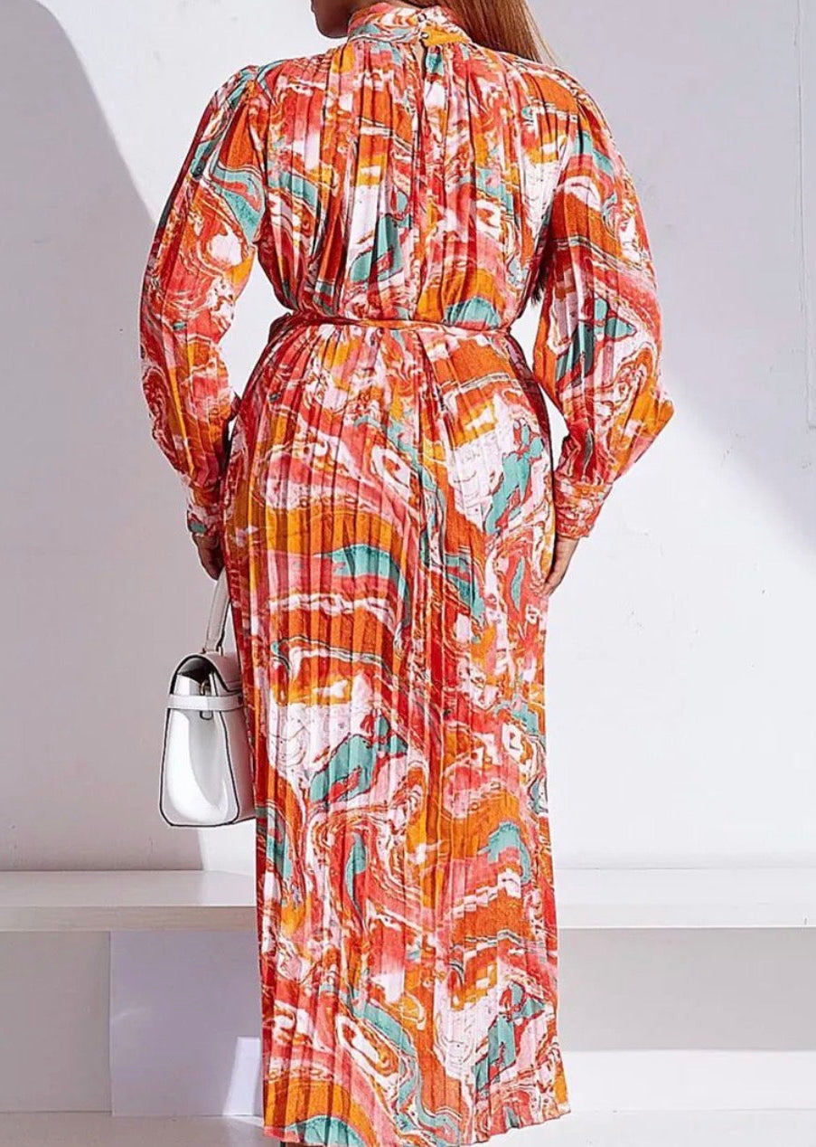 Sunset Grace Pleated Maxi Dress