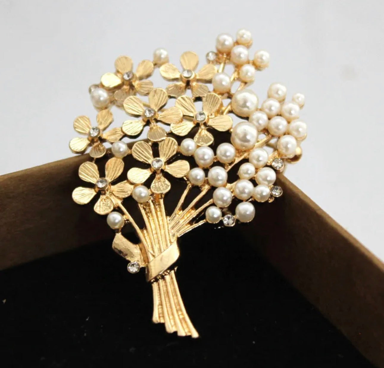The Grace Pearl & Gold Bouquet Brooch | PREORDER